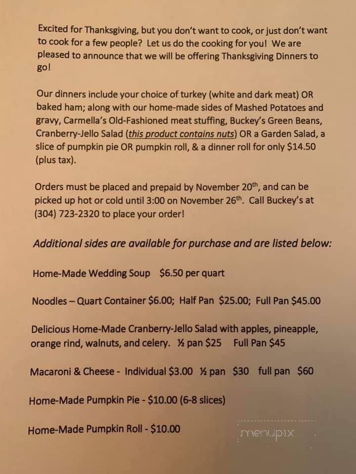 Buckey's - Weirton, WV menu_pic