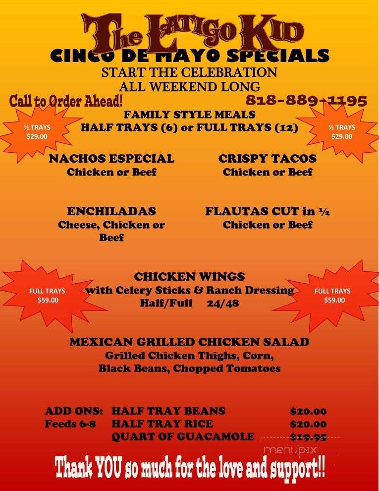 Latigo Kid - Agoura Hills, CA menu_pic