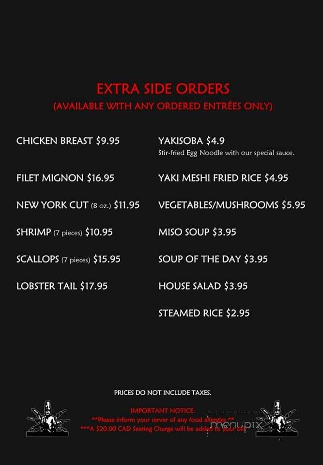 Teppanyaki Japanese Steakhouse - Regina, SK menu_pic