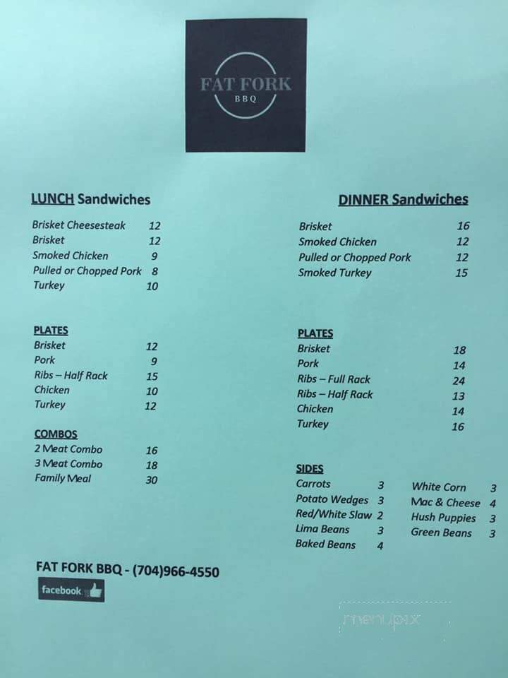Fat Fork BBQ - Denver, NC menu_pic
