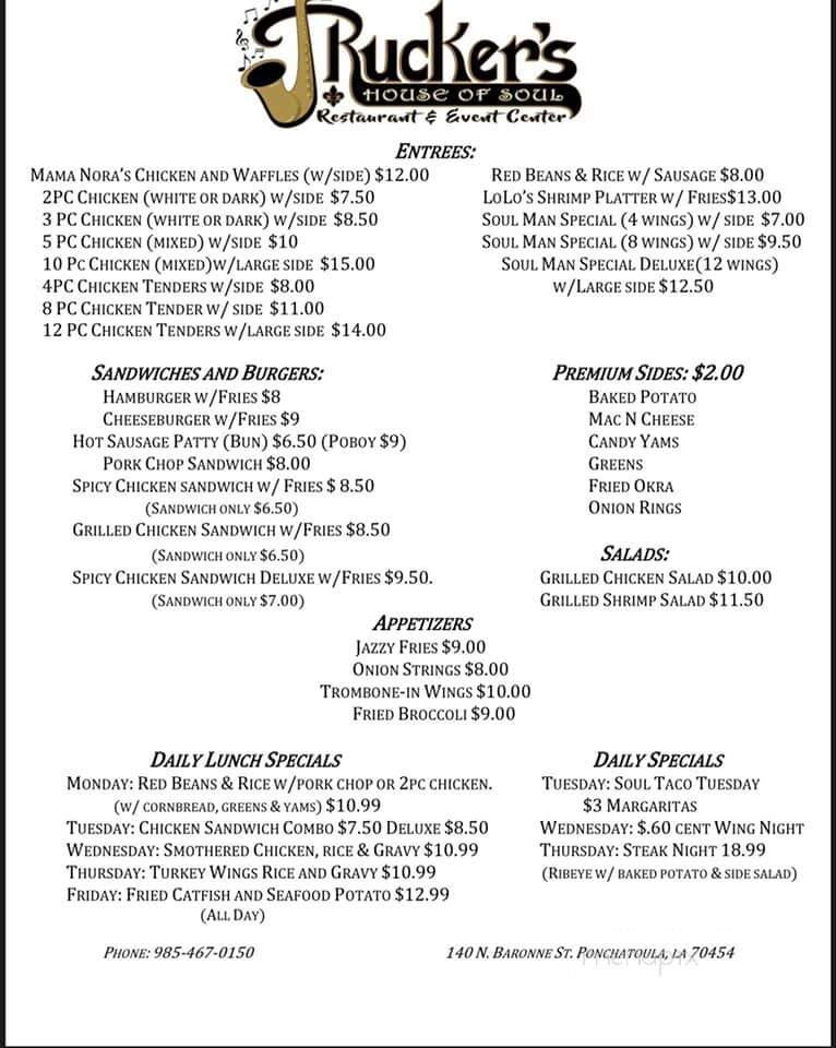 J Rucker'S House Of Soul - Ponchatoula, LA menu_pic