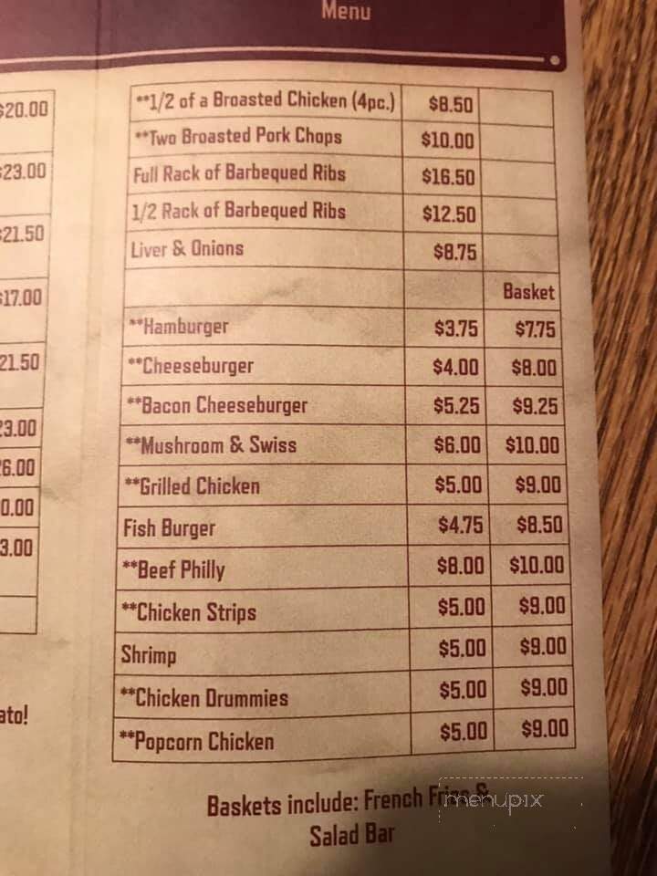 Hidden Valley Supper Club - Caroline, WI menu_pic