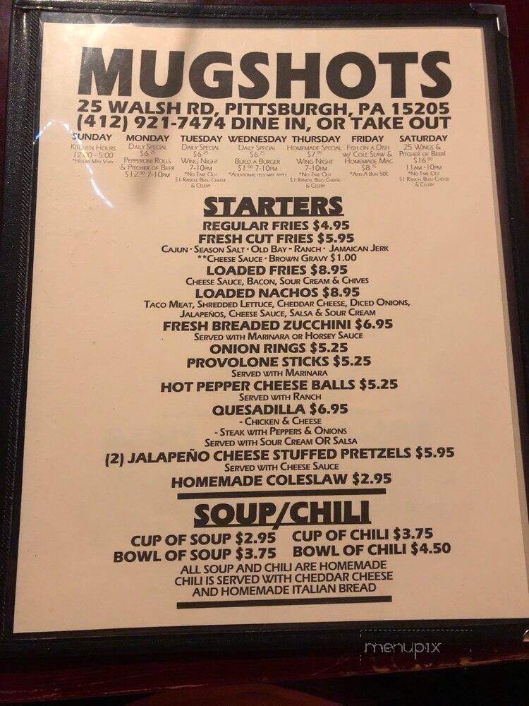 Mugshots Cafe - Crafton, PA menu_pic