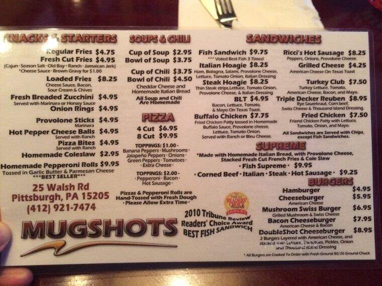 Mugshots Cafe - Crafton, PA menu_pic