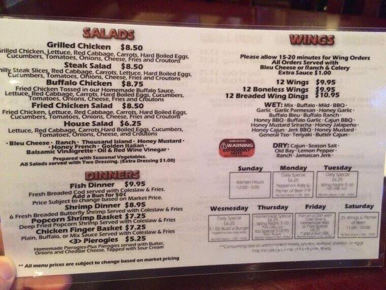 Mugshots Cafe - Crafton, PA menu_pic