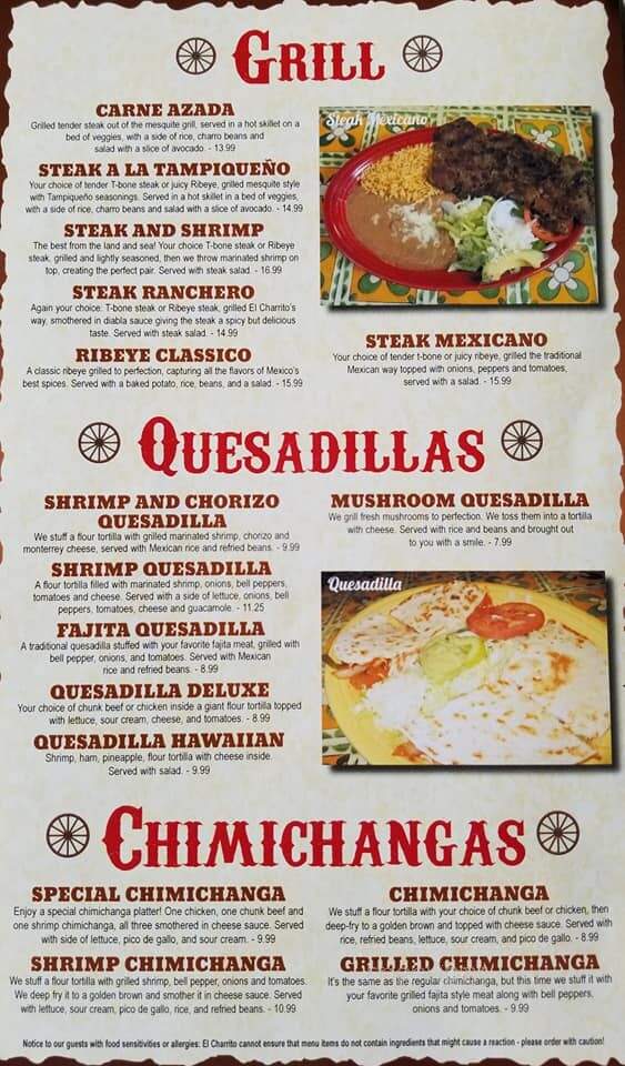El Charrito - Water Valley, MS menu_pic