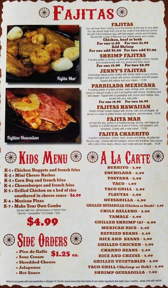 El Charrito - Water Valley, MS menu_pic