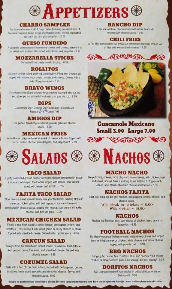 El Charrito - Water Valley, MS menu_pic