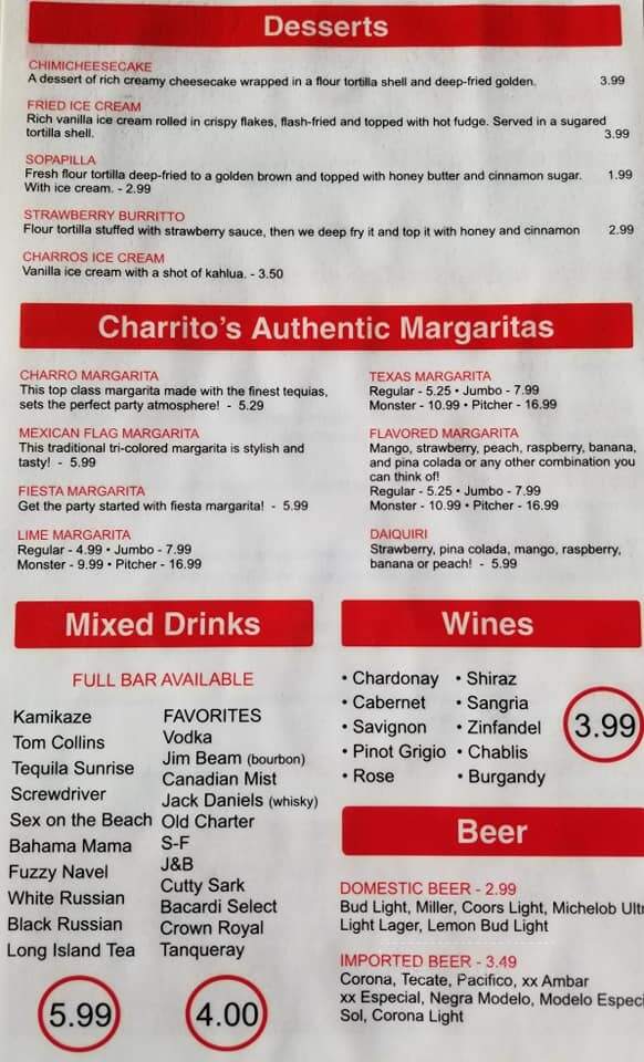 El Charrito - Water Valley, MS menu_pic