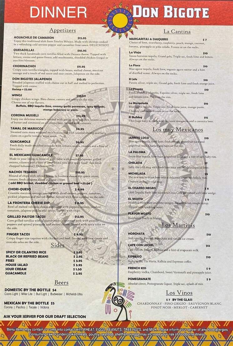 Don Bigote Mexican Restaurant - Plainville, CT menu_pic