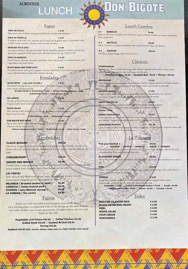 Don Bigote Mexican Restaurant - Plainville, CT menu_pic