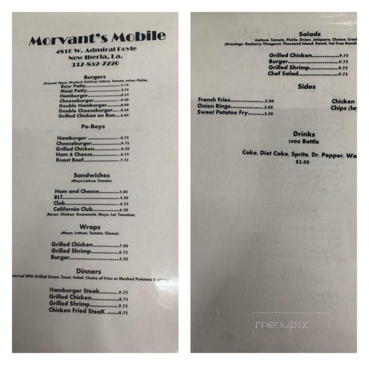 Morvant's II - New Iberia, LA menu_pic