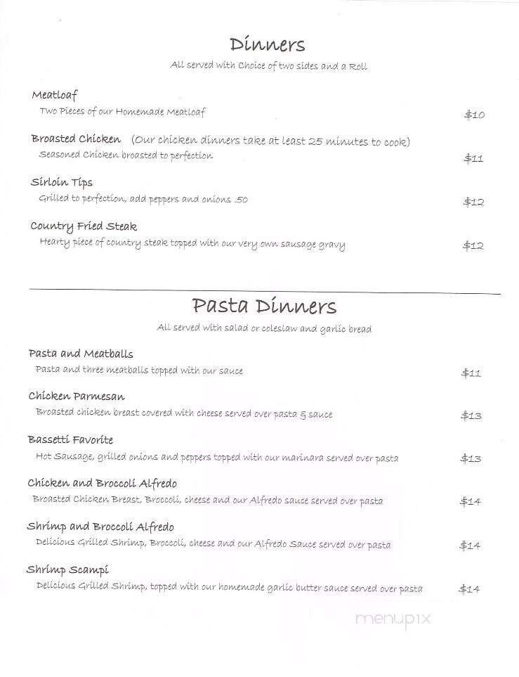 Hut Family Restaurant - Brockway, PA menu_pic