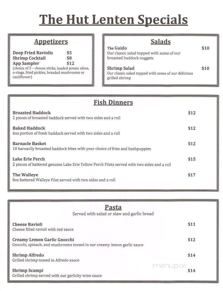 Hut Family Restaurant - Brockway, PA menu_pic