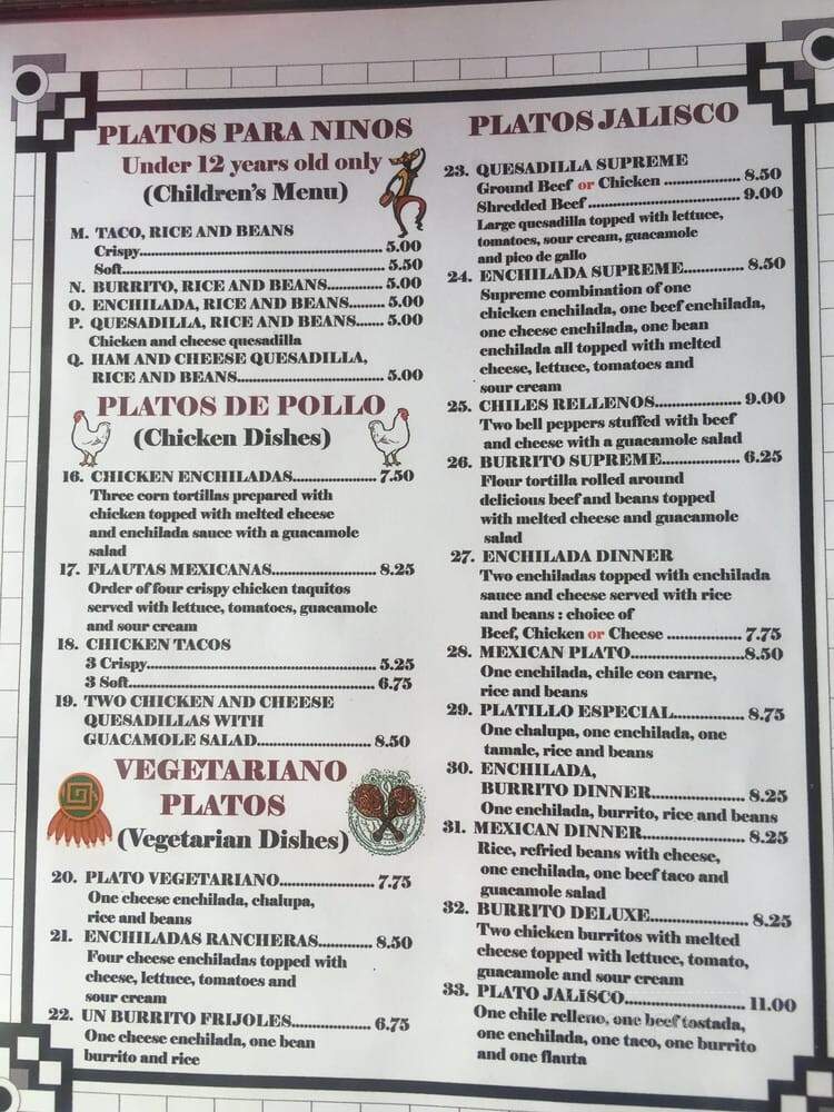 Jalisco Mexican Restaurant - Evergreen, AL menu_pic