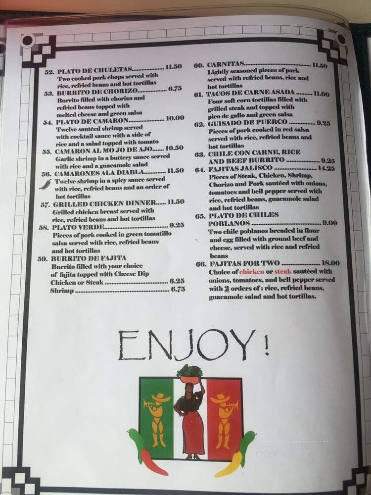 Jalisco Mexican Restaurant - Evergreen, AL menu_pic