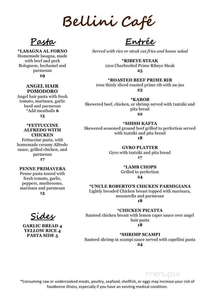 Bellini Cafe - Las Vegas, NV menu_pic