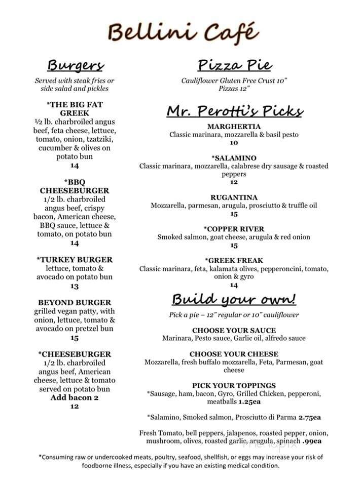 Bellini Cafe - Las Vegas, NV menu_pic