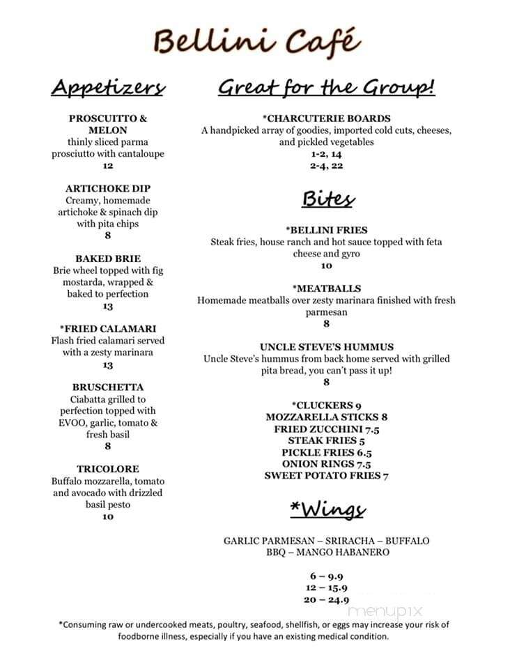 Bellini Cafe - Las Vegas, NV menu_pic