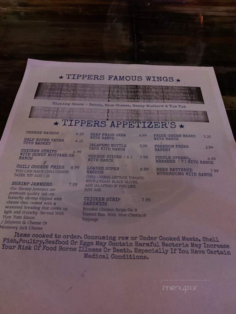 Tippers - Clarksville, TN menu_pic