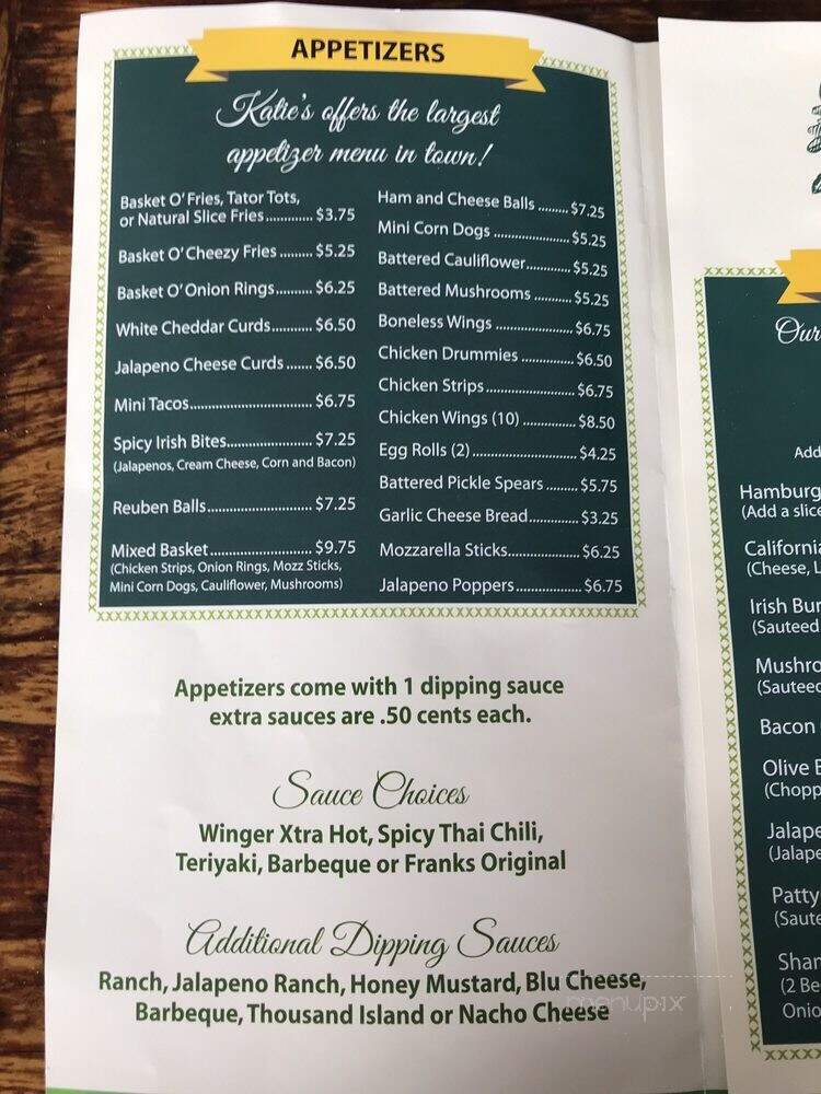 Katie O'Leary's Beef & Brew - Waseca, MN menu_pic