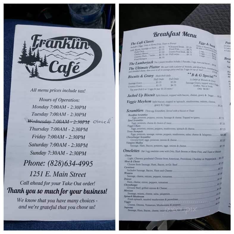 Franklin Cafe - Franklin, NC menu_pic