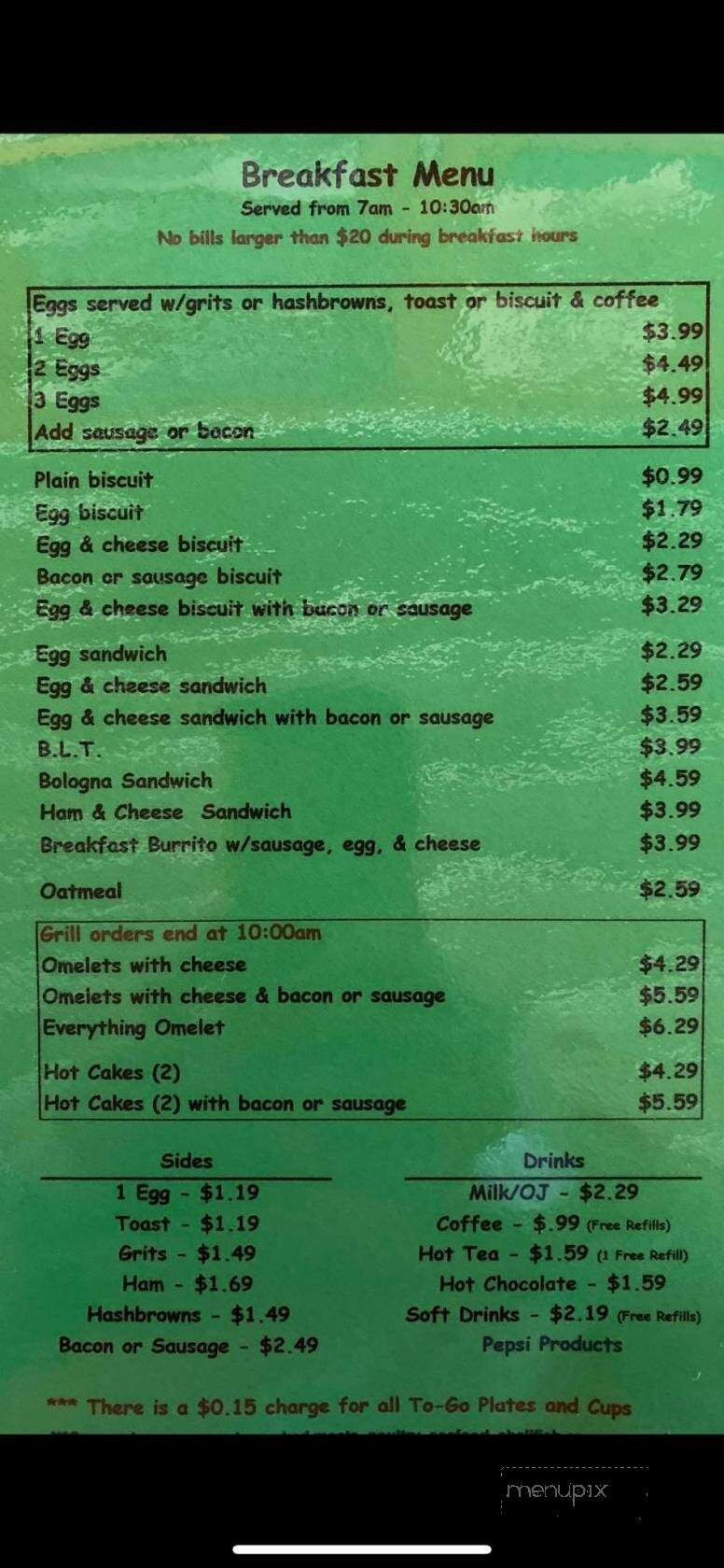 Webb's Cafe - Mount Vernon, AL menu_pic