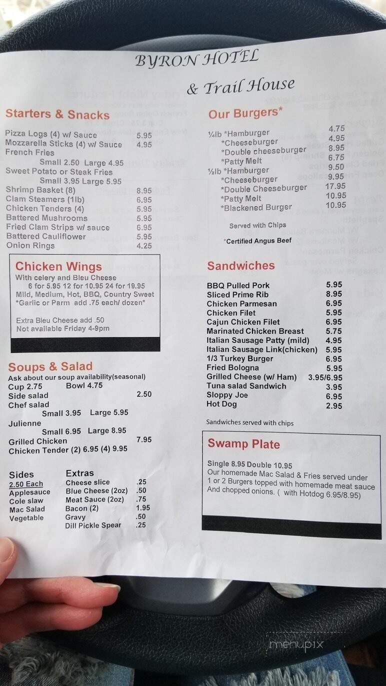 Byron Hotel - Byron, NY menu_pic