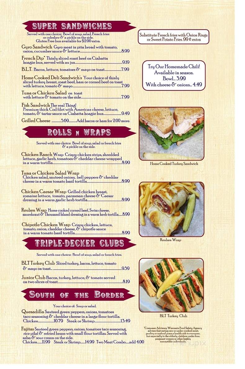 Friendship House Family Restaurant - Eagle River, WI menu_pic