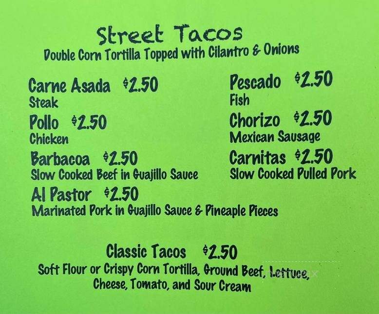 Lugo's Taco Street - Bad Axe, MI menu_pic