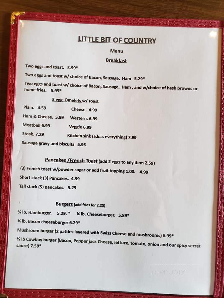 Little Bit of Country Family Restaurant - Erie, PA menu_pic