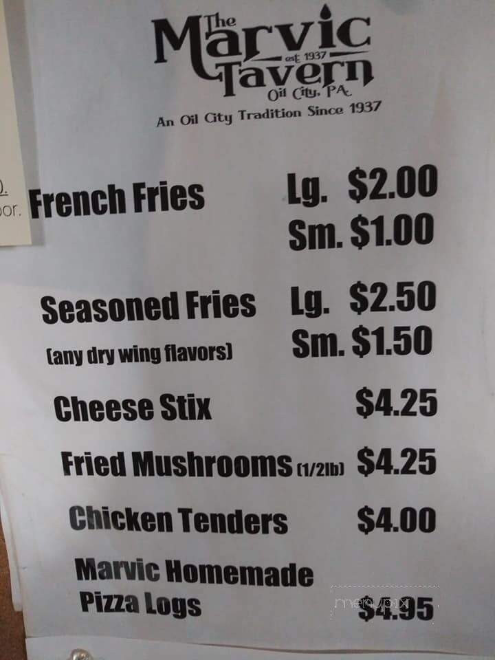 Marvic Tavern - Oil City, PA menu_pic