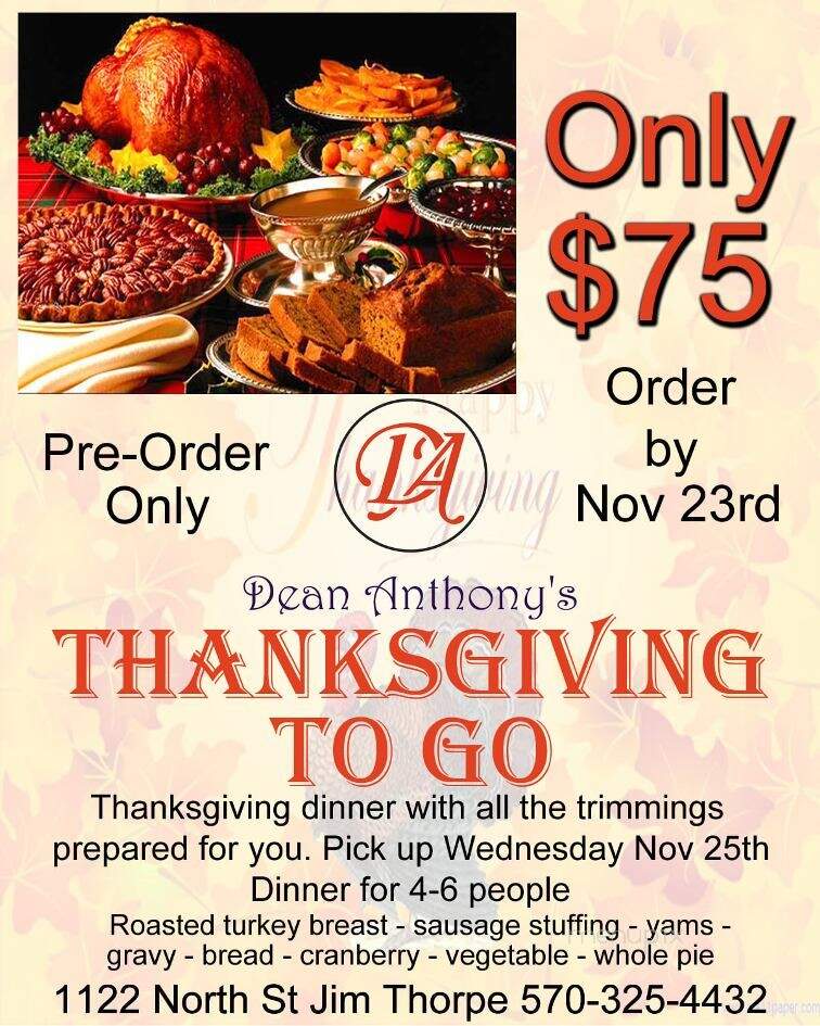 Dean Anthony's - Jim Thorpe, PA menu_pic