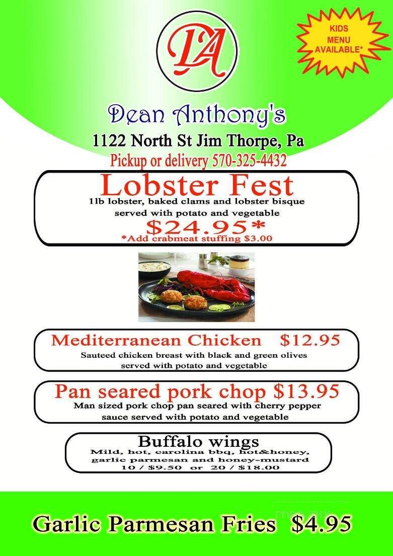 Dean Anthony's - Jim Thorpe, PA menu_pic