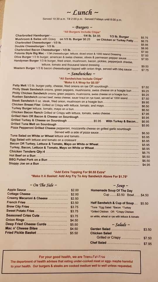 Polonia Cafe - Custer, WI menu_pic
