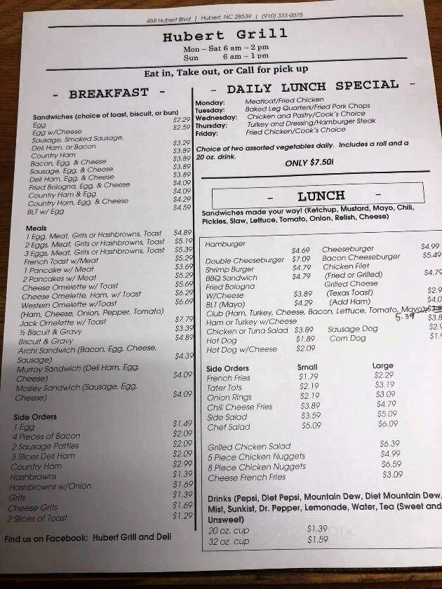 Hubert Grill & Deli - Hubert, NC menu_pic