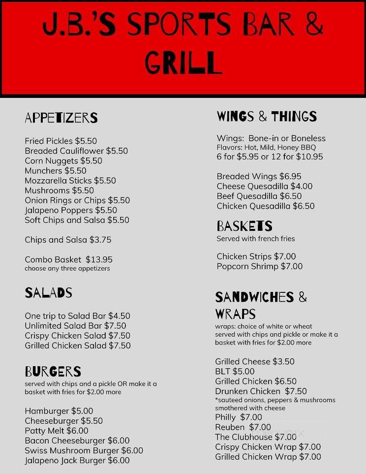 J.B.'s Sports Bar and Grill - Holdrege, NE menu_pic