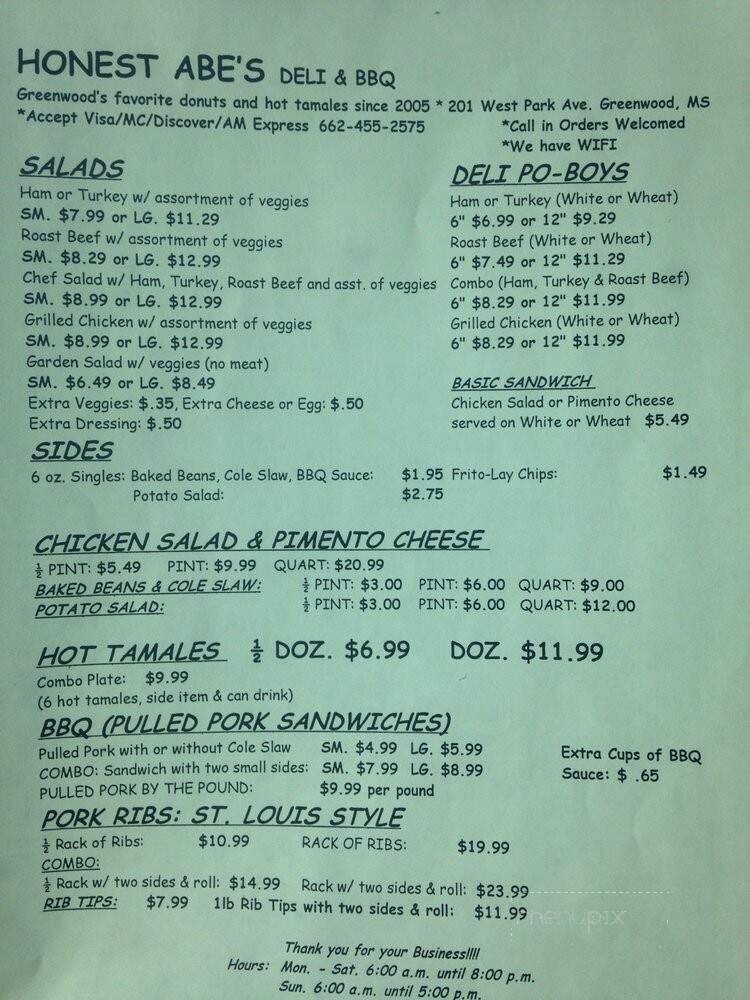 Honest Abe's Donuts - Greenwood, MS menu_pic