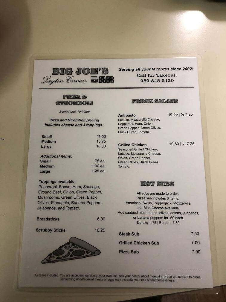 Layton Corners Bar - Chesaning, MI menu_pic