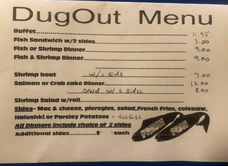 Dugout - Johnstown, PA menu_pic