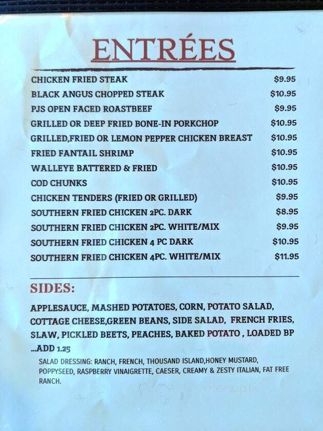 P J's Diner - Breese, IL menu_pic