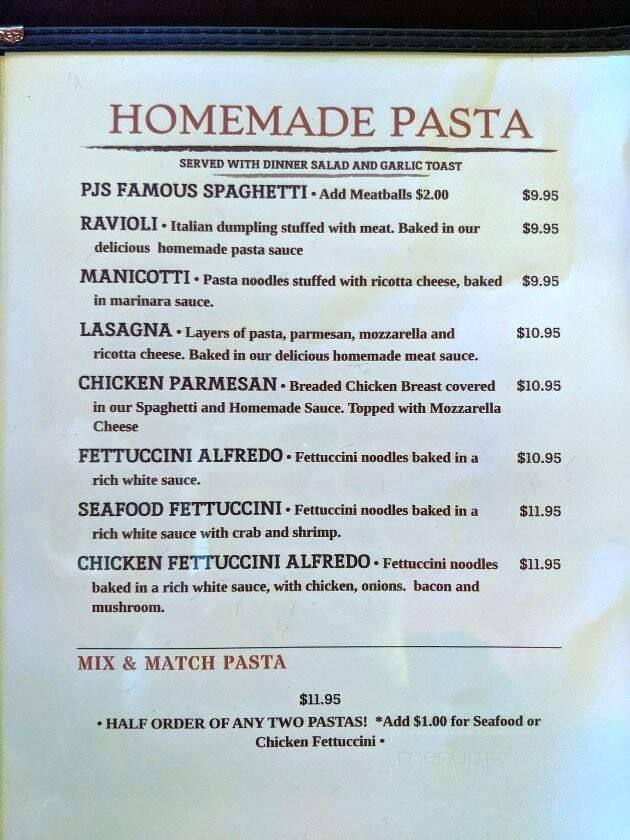 P J's Diner - Breese, IL menu_pic