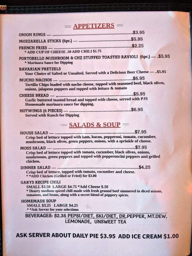 P J's Diner - Breese, IL menu_pic
