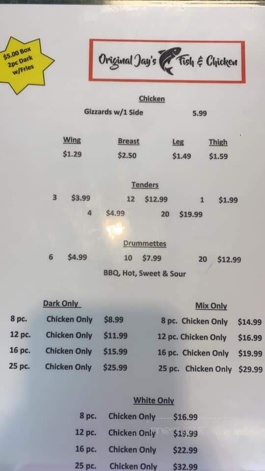 Original Jay's Fish & Chicken - Brunswick, GA menu_pic