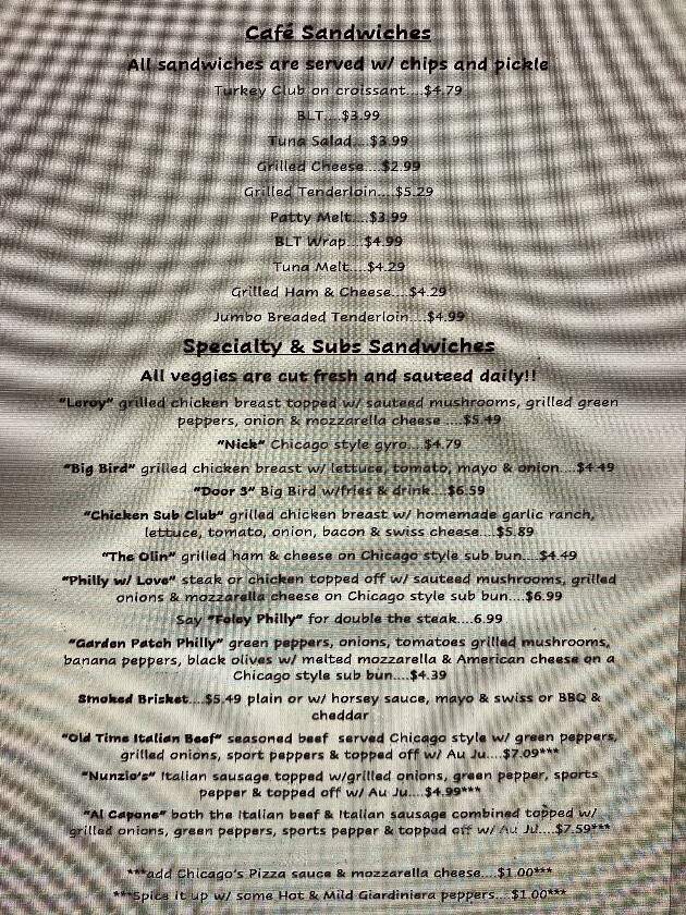 Evans Sidewalk Cafe - Bristol, IN menu_pic