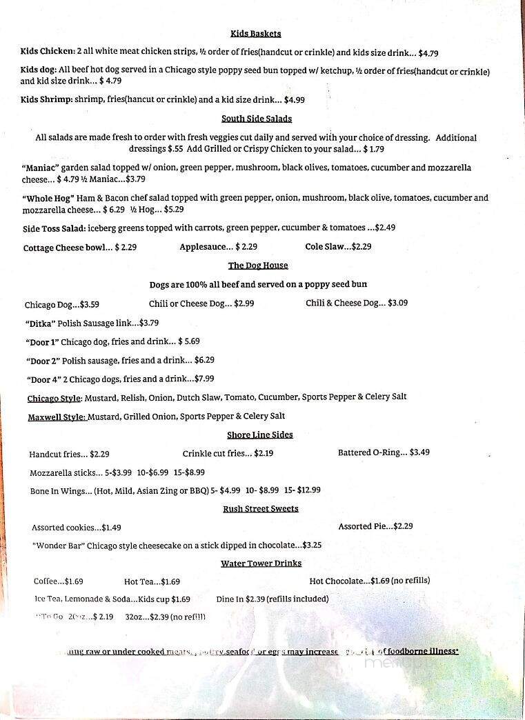 Evans Sidewalk Cafe - Bristol, IN menu_pic