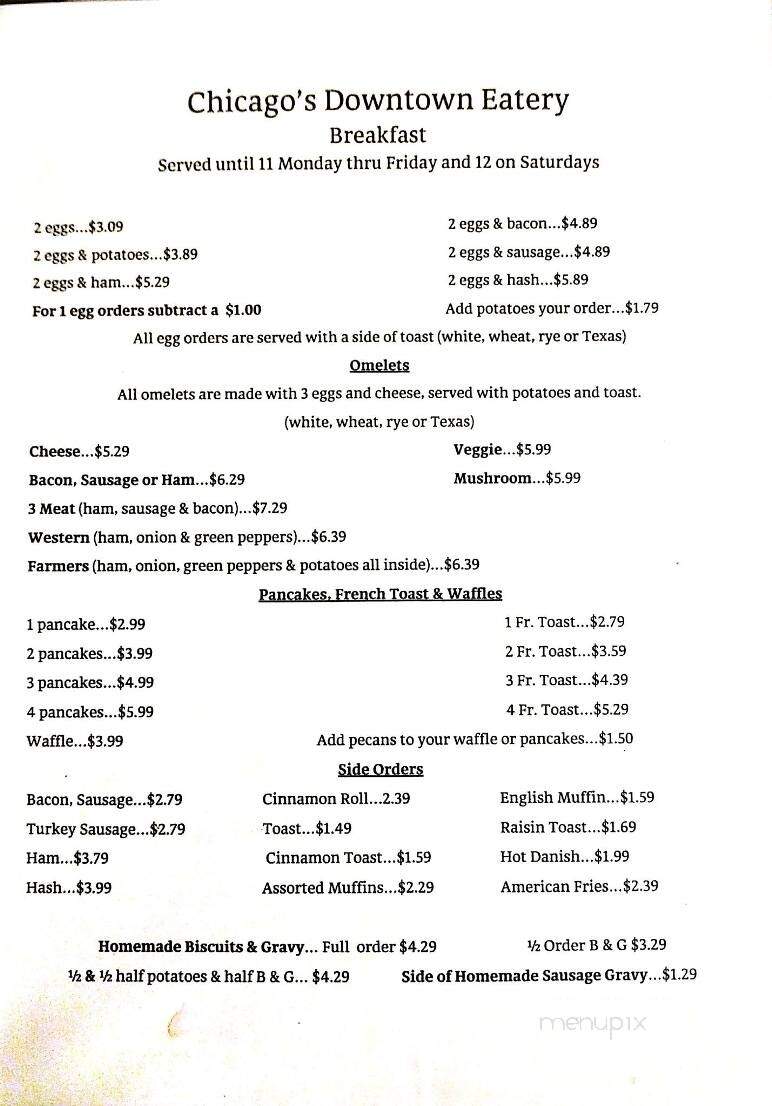 Evans Sidewalk Cafe - Bristol, IN menu_pic