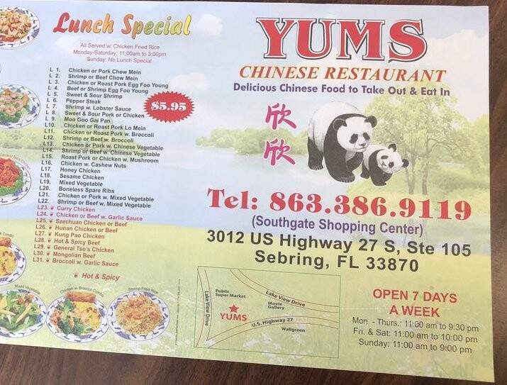 Yum's Chinese Food - Sebring, FL