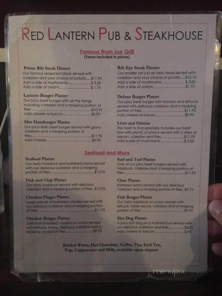 Red Lantern Pub & Steakhouse - Fredericton, NB menu_pic