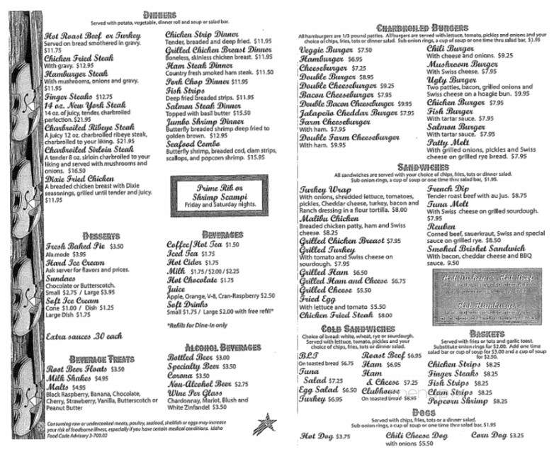 Homestead Cafe - Weiser, ID menu_pic
